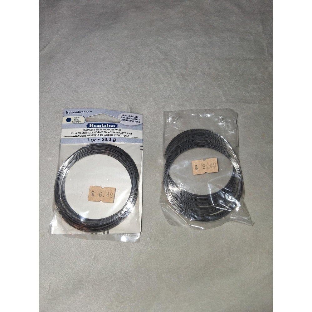2 Pack Beadalon Remembrance Large Bracelet Memory Wire Stainless Steel Round 1 o